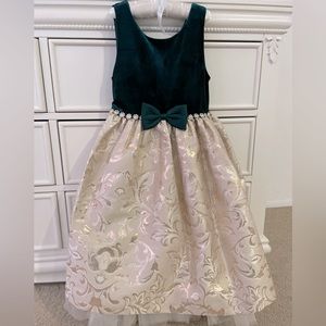 Couture Princess Dress Green Velvet and Gold Size 8